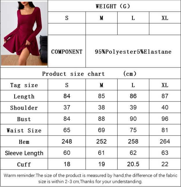Women's Square Neck Elegant Dress High Waist Dress