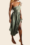 Women's Sexy Solid Color High-waisted Suspender Dress