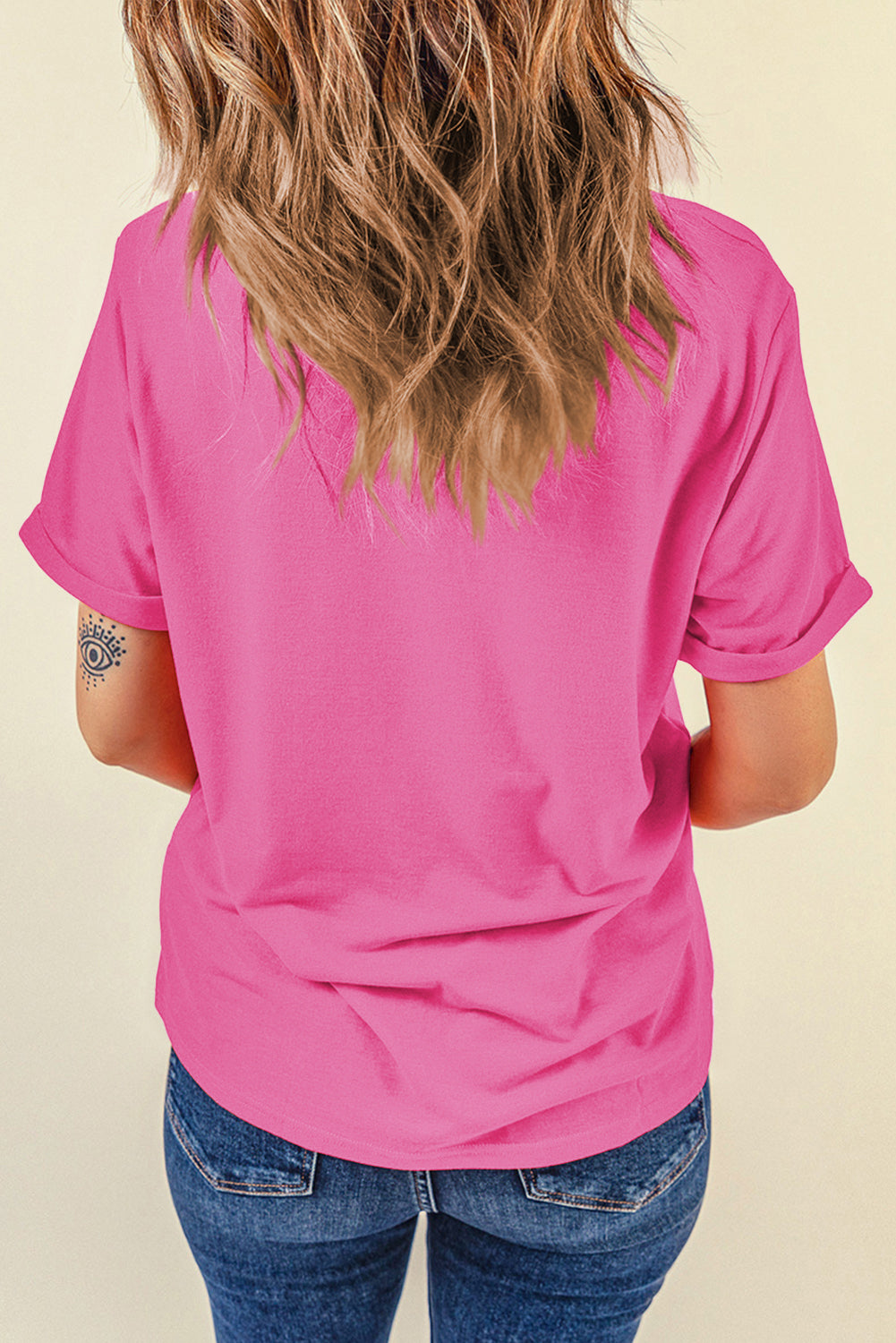 Bright Green Casual Plain Crew Neck Tee