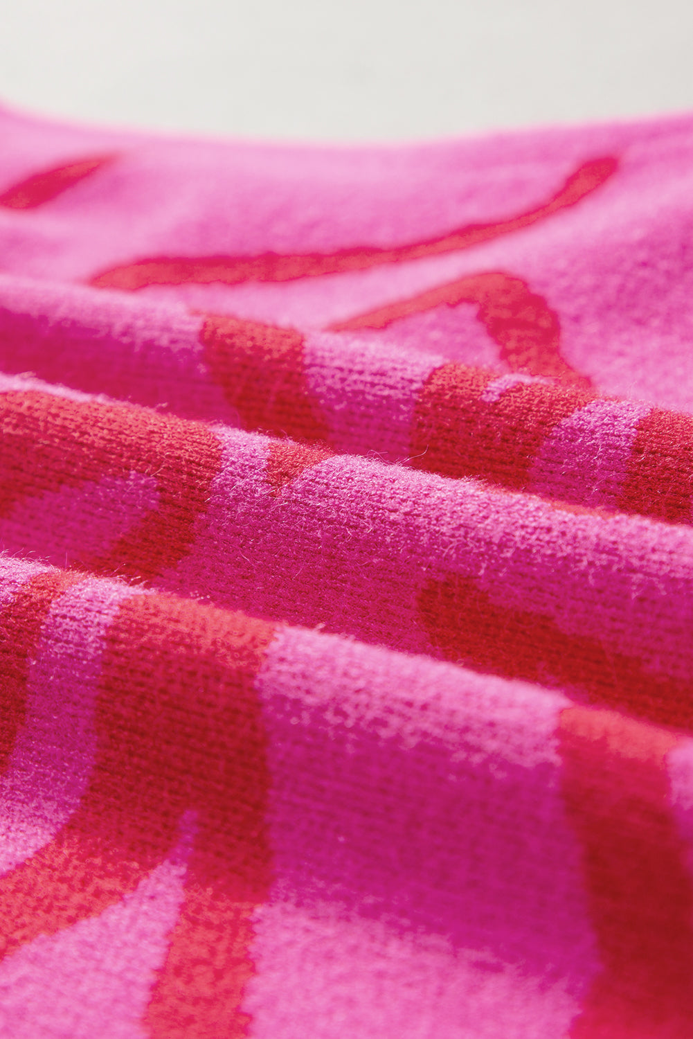 Bright Pink Button Sides Sleeveless Floral Knitted Top