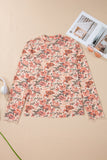 Pink Plus Size Floral Mock Neck Long Sleeve Slim Top