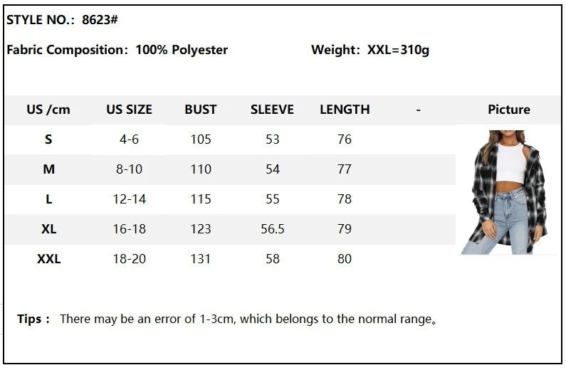 Women's New Cross border European and American Foreign Trade Casual Boyfriend Style Loose Plaid Shirt